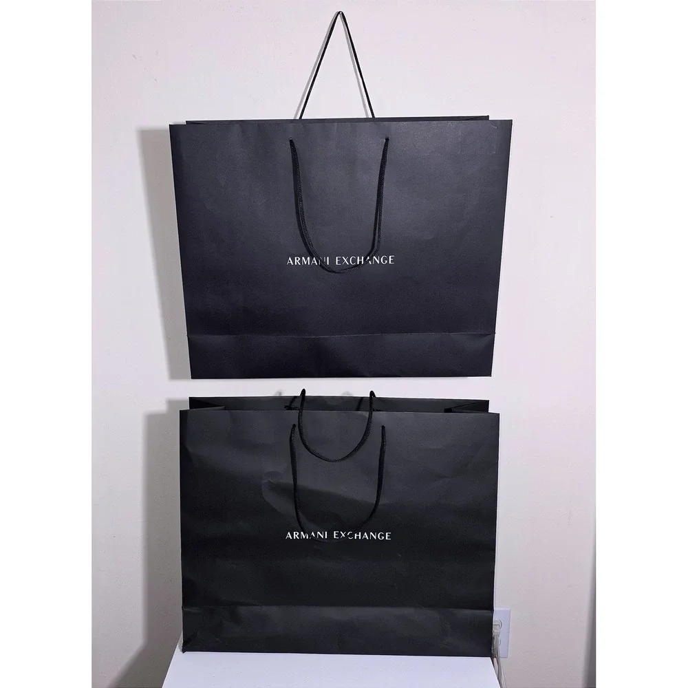 Armani Exchange Shopping Bags Unisex Large Black Matte Rope Handle Good